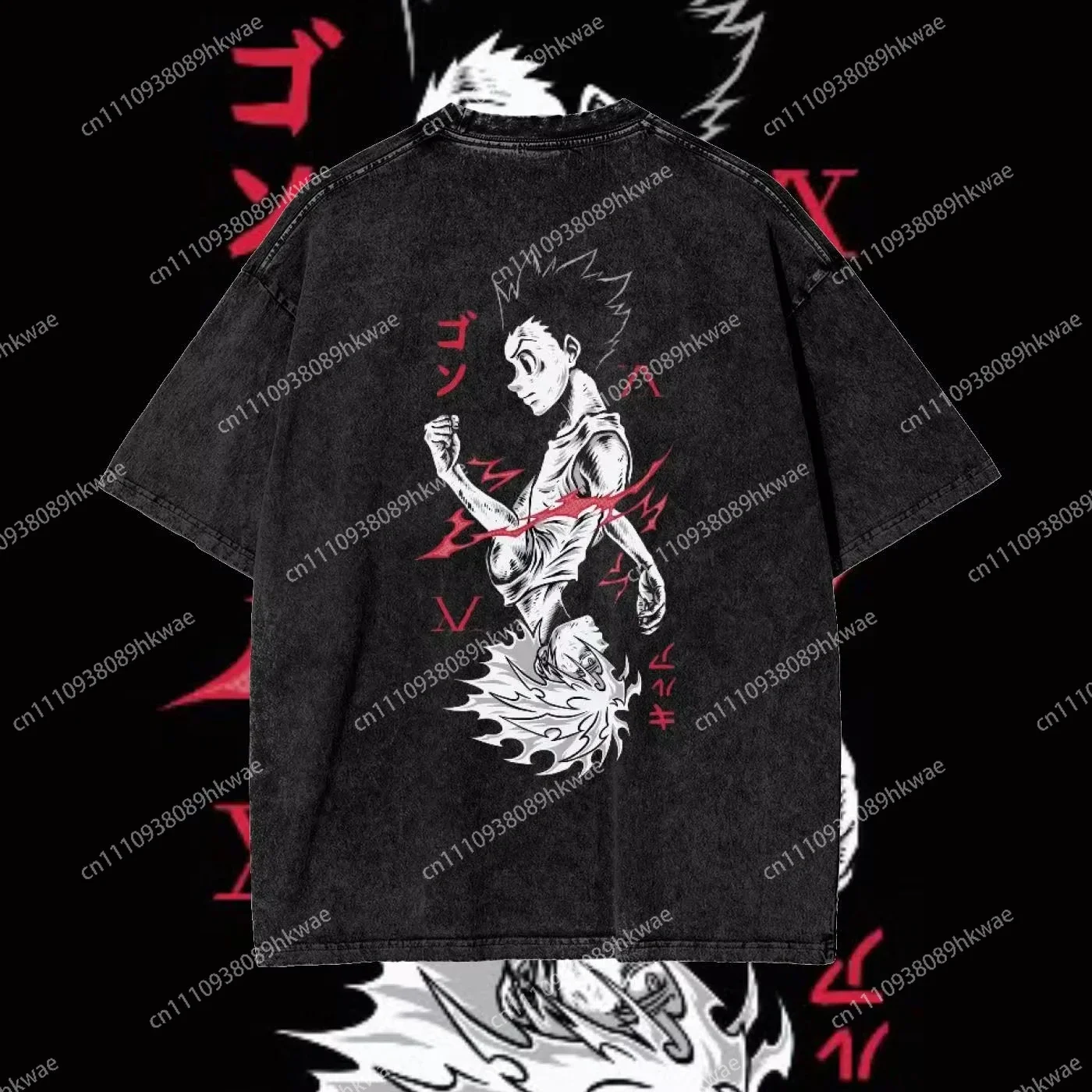 Hunter X Hunter T-shirt Men Gon Freecss Phantom Troupe Killua Zoldyck Men's T-shirt Summer Vintage Snow Washed Anime Unisex