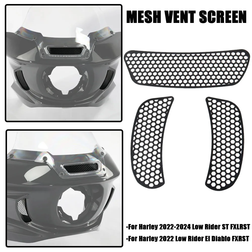 New Motorcycle Accessories Black Aluminum Mesh Vent Screen For Harley Low Rider ST FXLRST Low Rider El Diablo FXRST 2022-2024