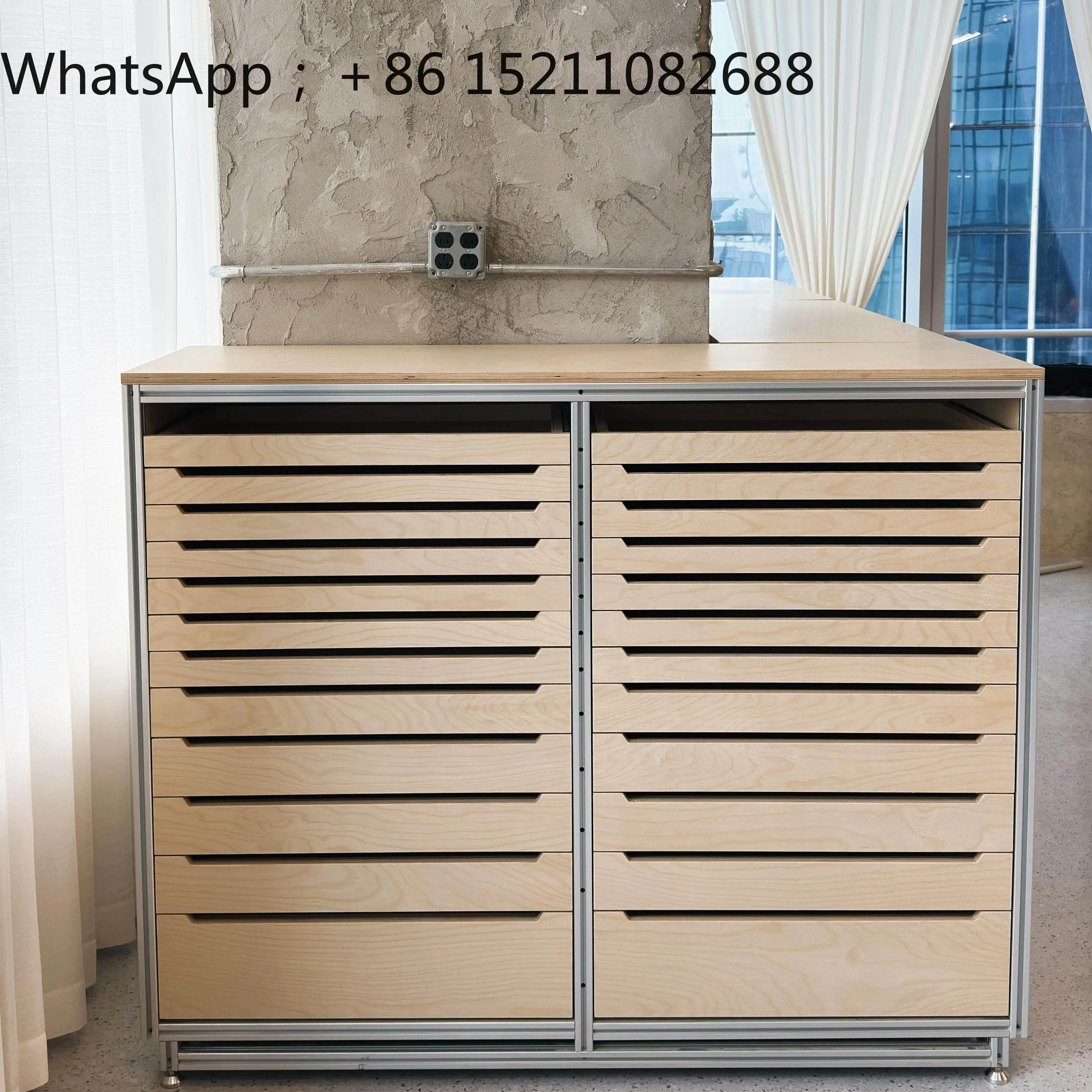 LLY aluminum profile solid wood marine plate nail art display cabinet nail polish storage oil glue floor display cabinet