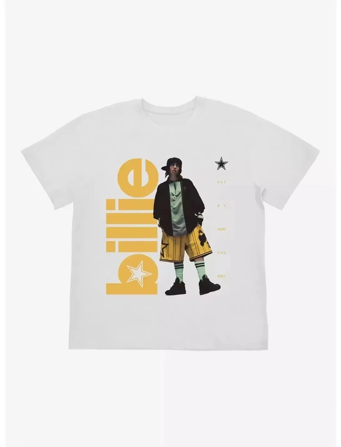 Men's T-shirt Billie Eilish Star Pattern Printed T-shirt 2026 Summer Men Women Fashion Cotton T-shir
