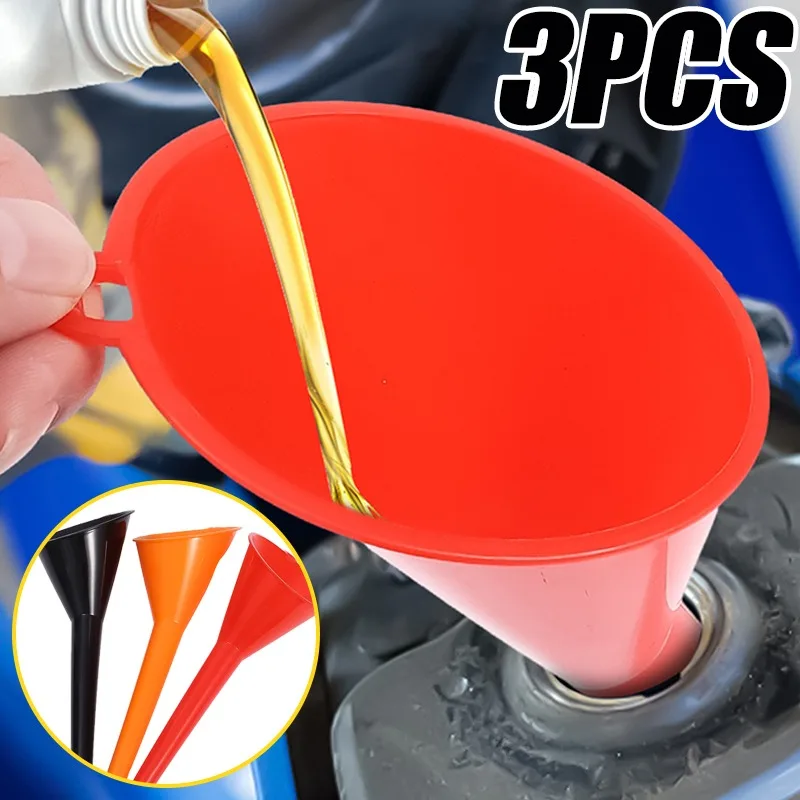 1/3pcs Long Stem Funnel Gasoline Oil Fuel Filling Tools Anti-splash Plastic Oil Funnel Motorcycle Refueling Tool Car Accessories