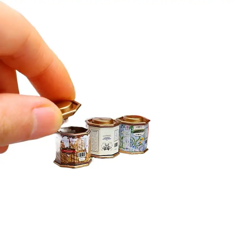 1 قطعة 1:12 بيت الدمية علبة القهوة الشاي يمكن نموذج محاكاة العنصر زخرفة ألعاب مصغرة بيت الدمية اكسسوارات أثاث 16*16 مللي متر #3