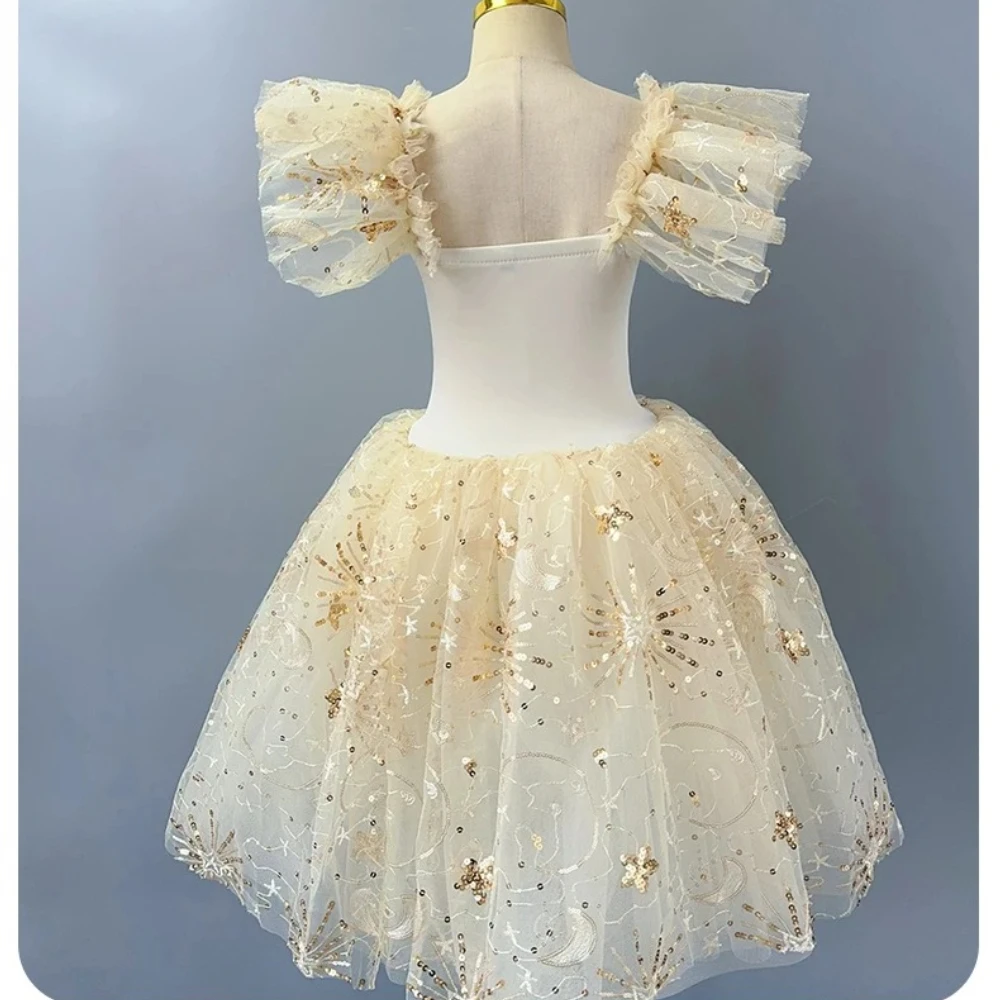 الفتيات الباليه توتو فستان الترتر الأميرة ماكسي فستان الرقص الحديث مرحلة الأداء Dancewear الاطفال راقصة الباليه بحيرة البجع زي