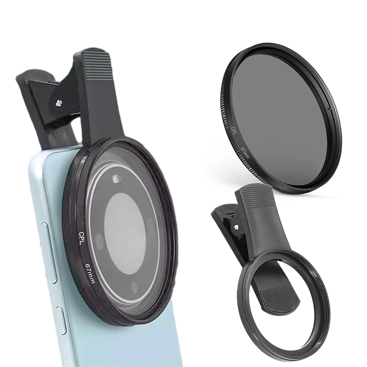 FONKEN Kit de filtros para cámaras de teléfono Clip-0n CPL de 52 mm, filtro polarizador polarizador circular, juego de filtros para teléfono con retroiluminación HD más claro