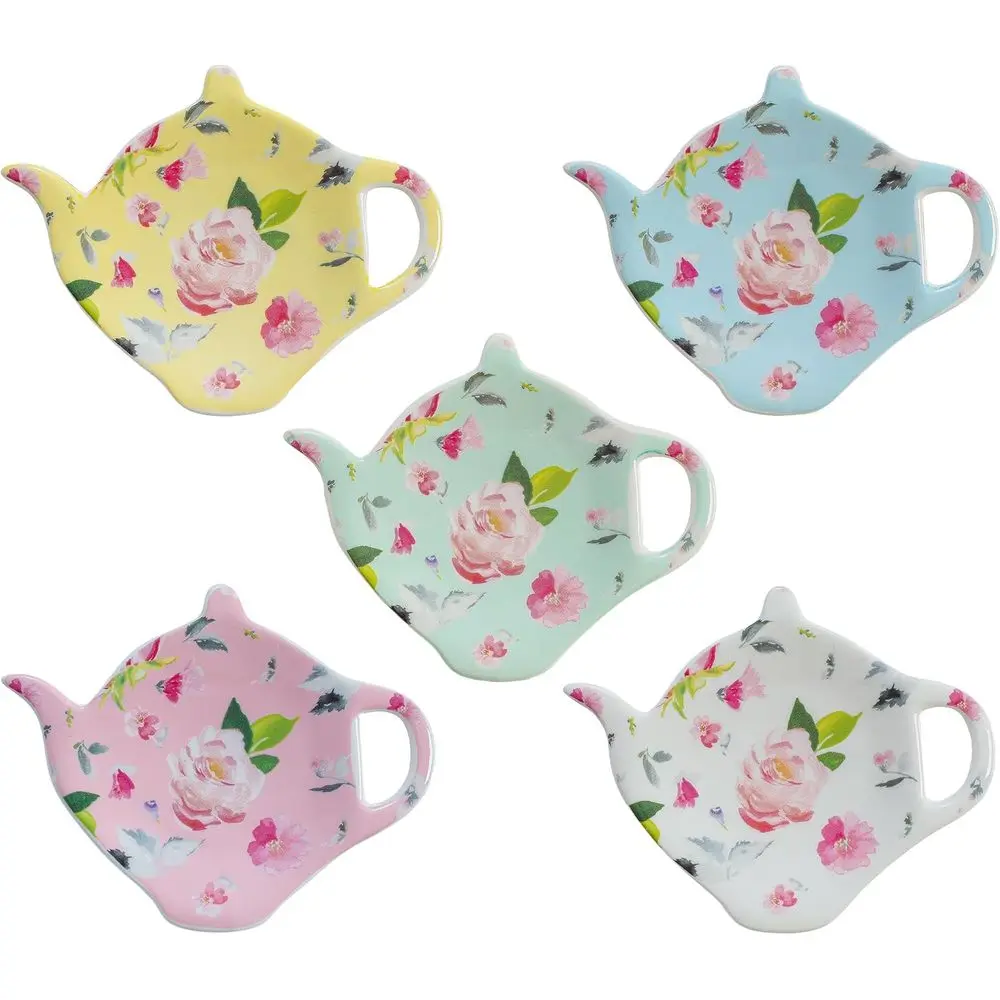Set of 5 Tea Bag Holders, Elegant Tea Bag Plates, Teaspoon Rests, Perfect for Tea Parties