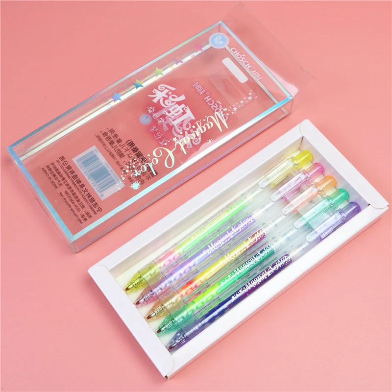 Five-color Rainbow Gel Pen Gradient color student notes drawing learning Marker Pen Children's Stationery Prizes