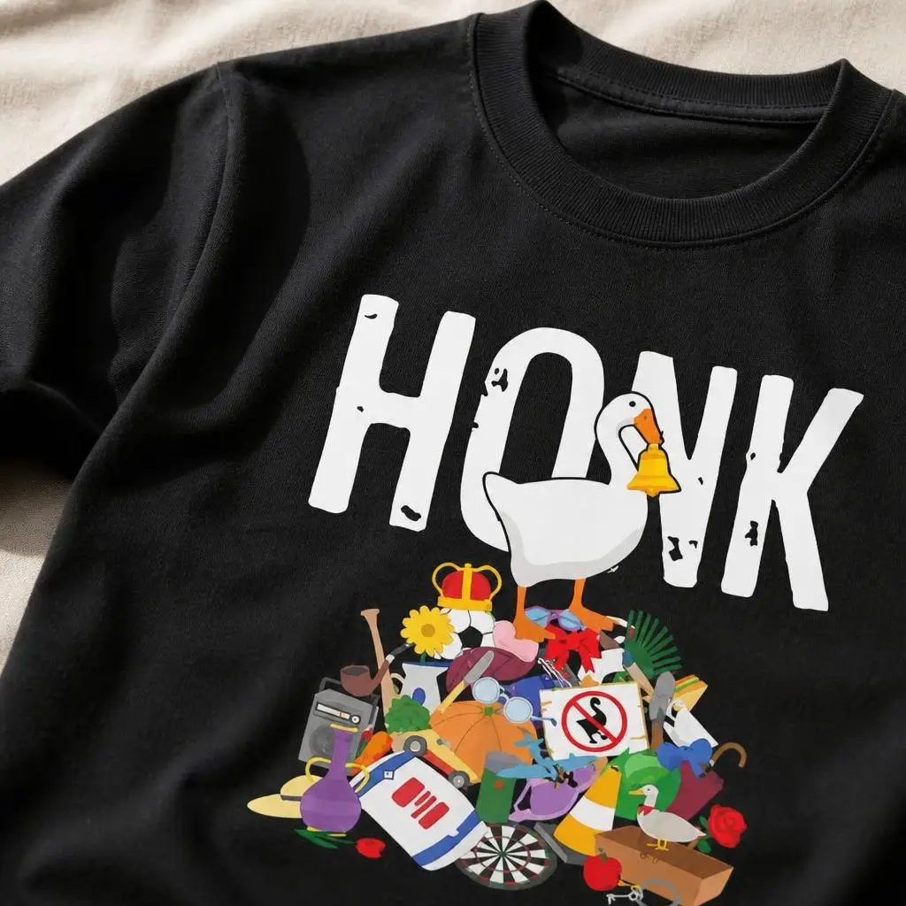 Goose Game Honk Untitled Goose T Shirts Casual Tees Short Sleeve Round Collar T-Shirt Pure Cotton Tops