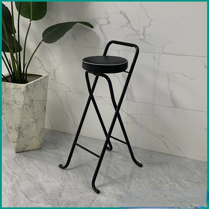 80cm High Stools for Kitchen UseHigh Bullet Sponge Bar Chair Convenient Folding Dining Chairs Multi-scene Semi-bar Chair