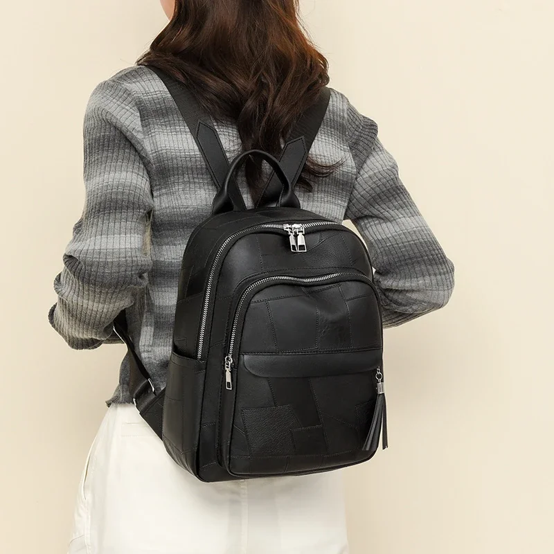 PU Commuter Backpack Can Hold 13-inch Computer, Versatile, Simple, Fashionable, Large-capacity Casual School Bag