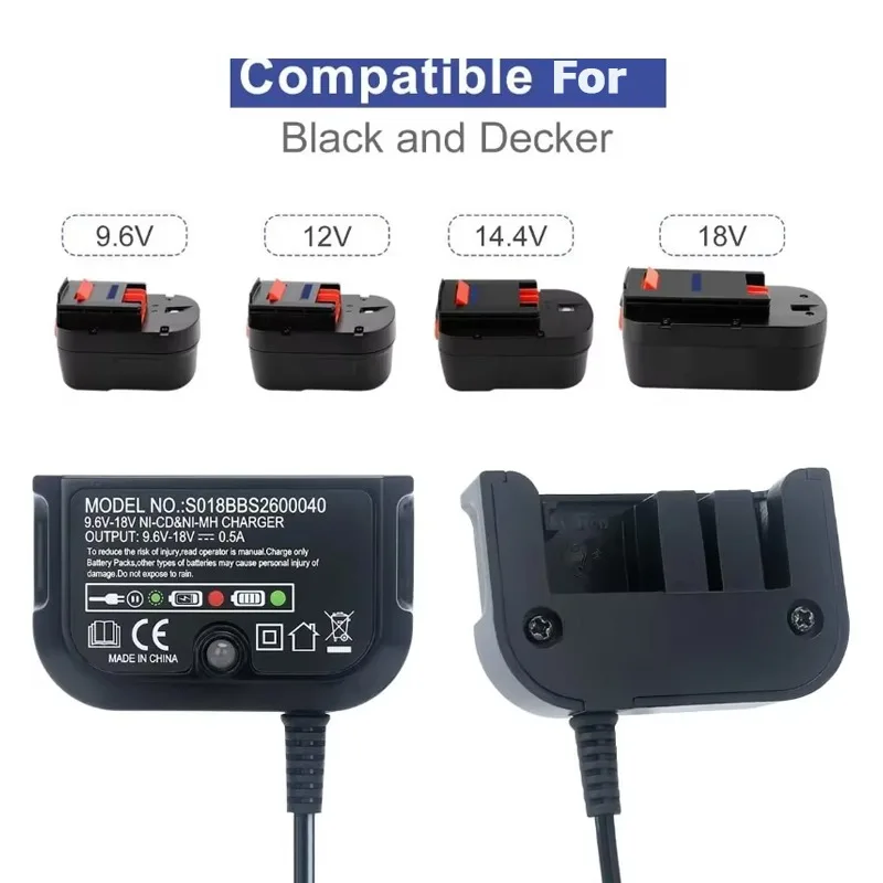 Replacement Charger For Black & Decker 9.6V-18V A12 A12-X HPB18 HPB14 HPB12 HPB96 HPB18-OPE NI-CD NI-MH battery Charger