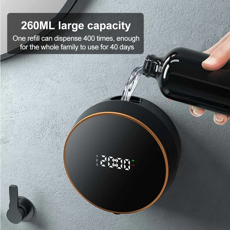 موزع صابون بمستشعر تلقائي بدون لمس، رغوة من النوع C، شحن غسالة يدوية ذكية مع شاشة رقمية لدرجة الحرارة