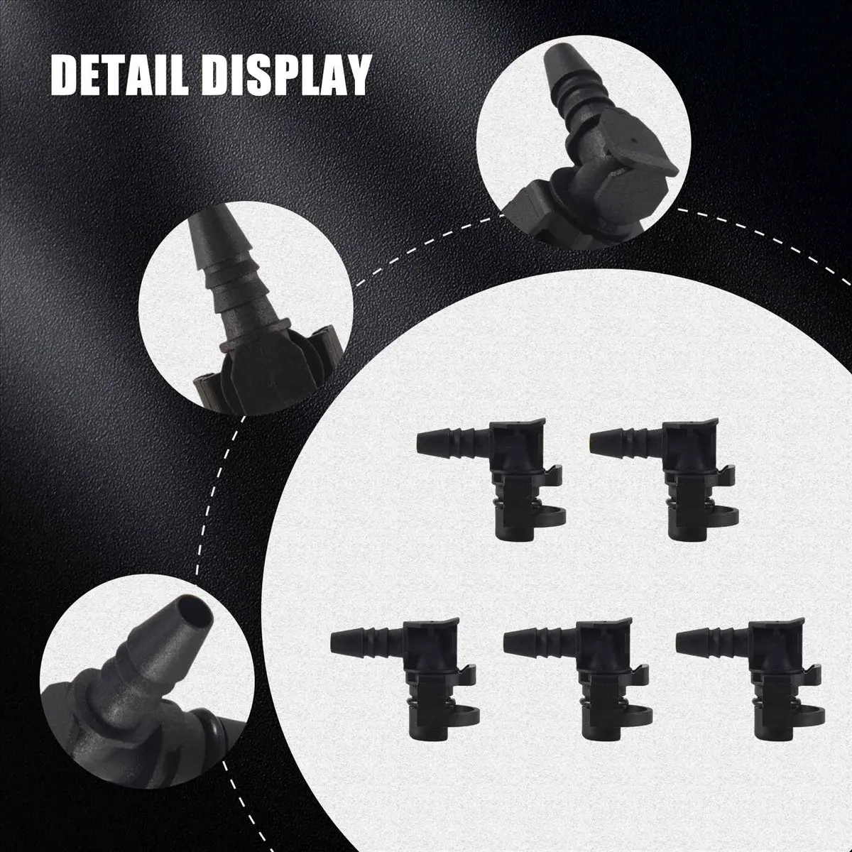 #52C 5Pcs Throttle Valve Thermostat Body Heater Pipe Hose Connector,for chevy trax,(Black)
