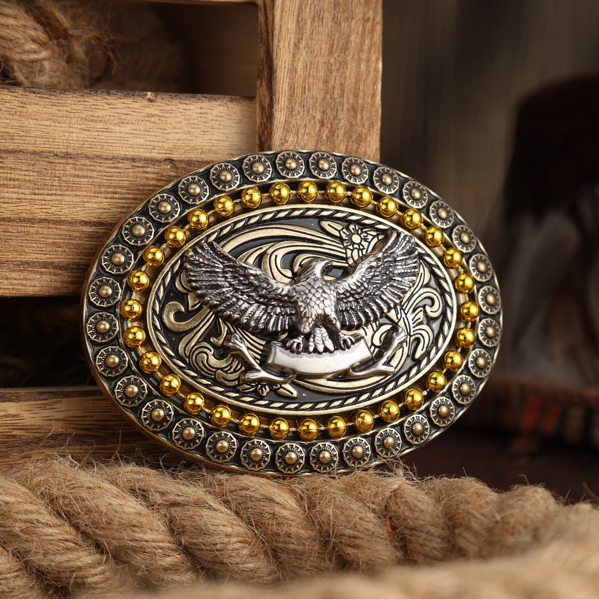 A Belt Buckle Head - A Western Cowboy-Style Belt Buckle Head - A Metal Buckle Head