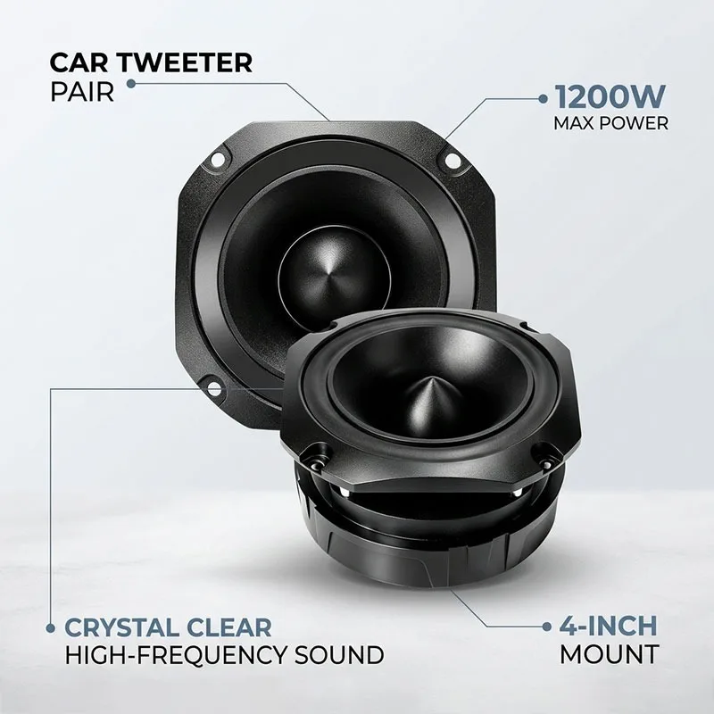 2pcs 4 Inch Tweeter Speaker 1200W Titanium Bullet Diaphragm Tweeter High Frequency Driver Audio Home Music Party Car Speaker