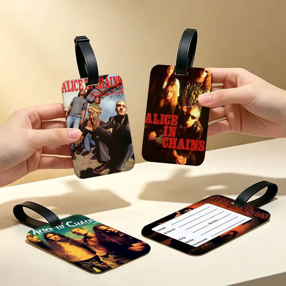 Band A-Alice I-In C-Chains Universal PVC Luggage Tag Anti lost With Information Card Suitcase Backpack Identification Label