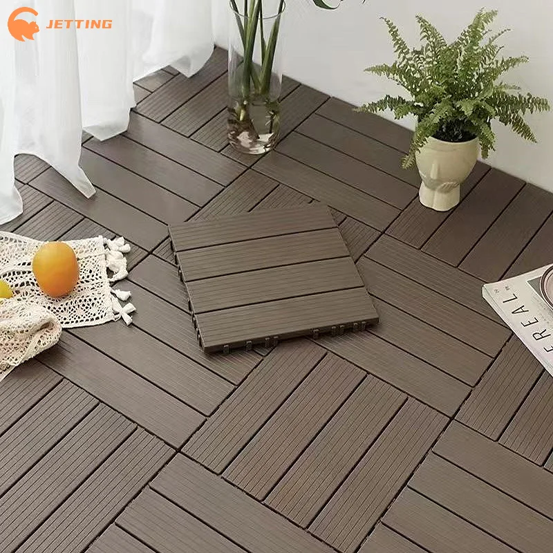 (Nouveau) 1 pièce de revêtement de sol en bois-plastique, kit de revêtement de sol pour balcon extérieur imperméable, durable et facile à nettoyer