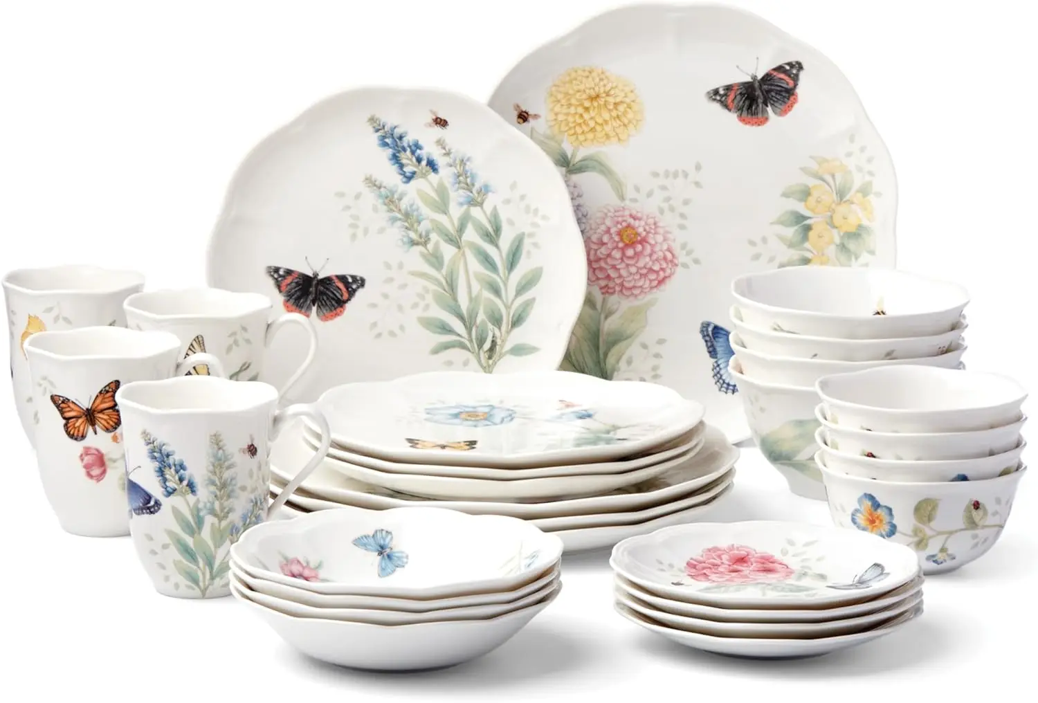 865075 Butterfly Meadow 28-Piece Dinnerware Set, White