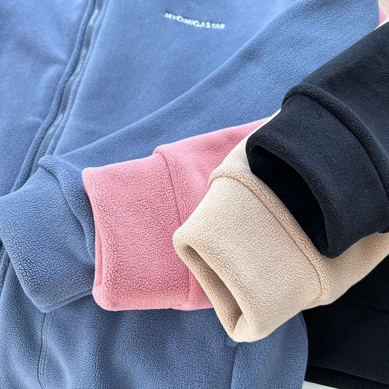 Chaqueta con capucha de lana de talla grande para mujer, ropa informal de moda, cuello alto, cremallera gruesa, prendas de vestir, abrigos de mangas