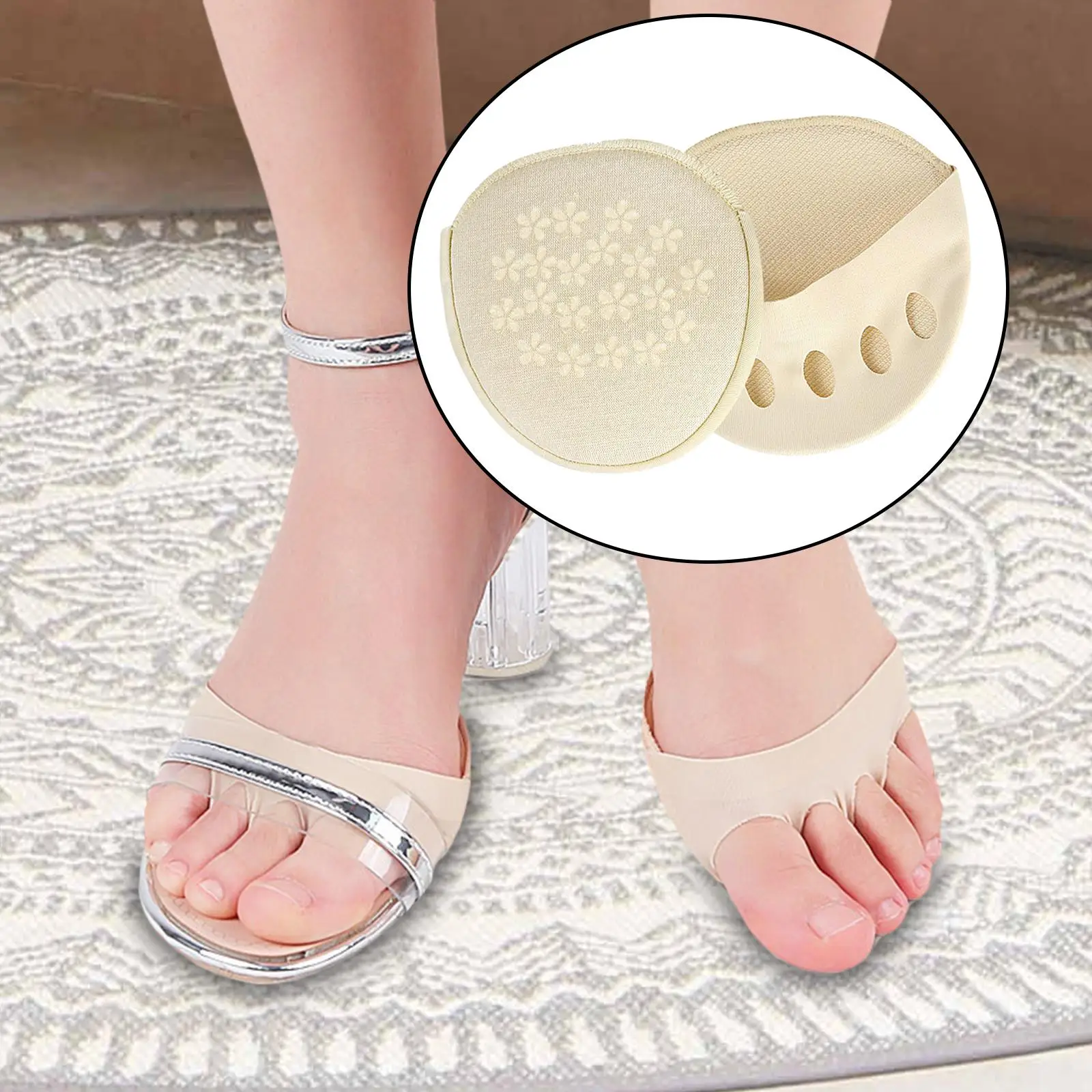 Five Toe Forefoot Pads, Soft Reusable Foot Pads Invisible Socks Ball of Foot Cushions