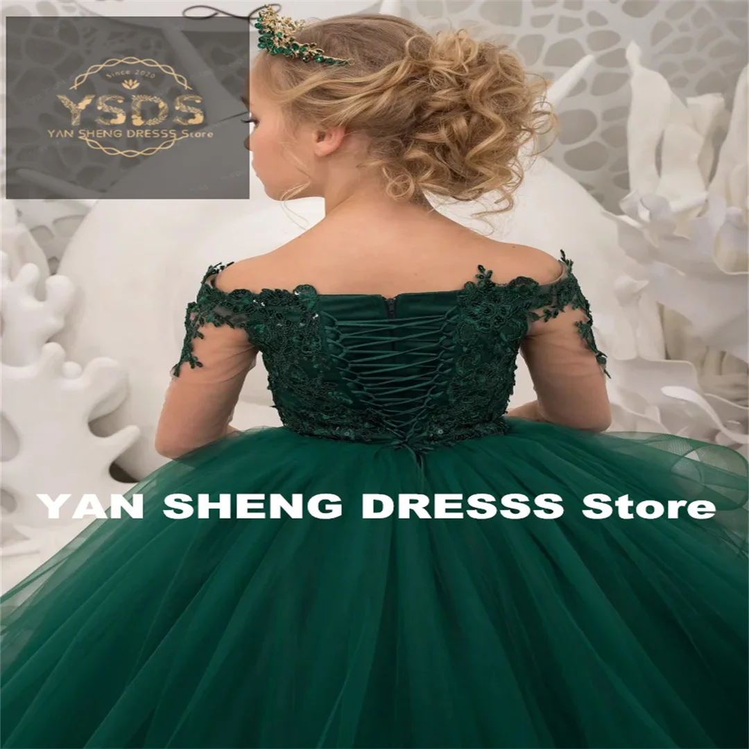 Flower Girl Dresses Tulle Satin Tiered With Bow Short Sleeve Fit Wedding Party Birthday Banquet Princess Gowns