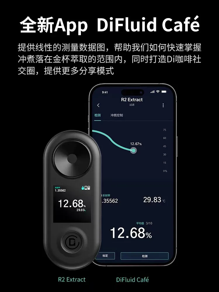 DiFluid R2 misuratore di concentrazione di caffè intelligente professionale strumento di misurazione TDS ad alta precisione rifrattometro digitale