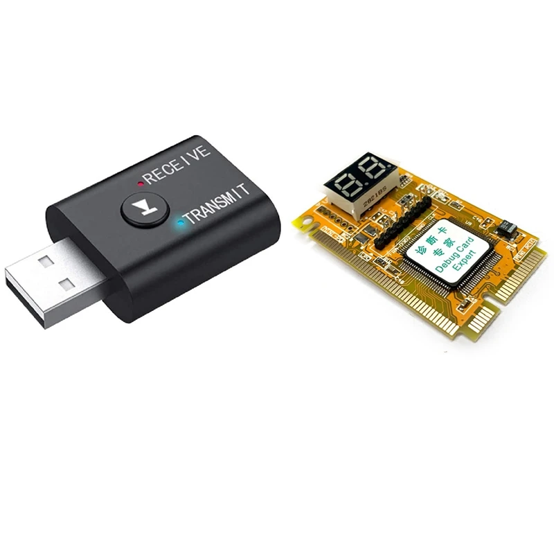 Bluetooth 5.0 Receiver Transfer Dongle & 3 In 1 Debug Card Expert Mini PCI PCI-E LPC Tester Diagnostic Post Test Card