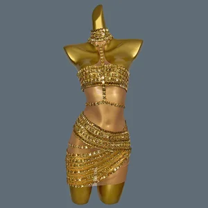 Brillante Fantasy Glod Rod Dressing Kleid sexy Geburtstag Hochzeitsfeier Drag Queen Kleider Fest Fangtang Hauptverkäufe Drag Queen Clothing - №6