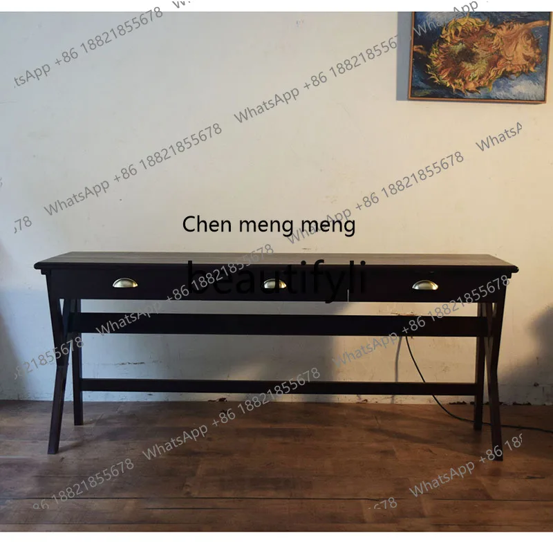 

X Desk Solid Wood Workbench Living Room Entrance Long Table