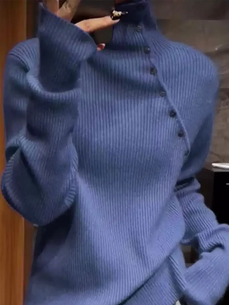 

Ele Camere Long Sve Sweater Women's Color Comfortable Faionable Overhead Knitwear Warm Versatile Top