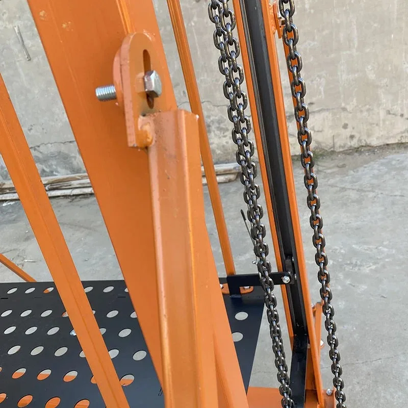 Elevación de carga de cadena de riel guía, escalera de andamio eléctrica Industrial para almacén, recogida de frutas en la granja, grúas de elevación