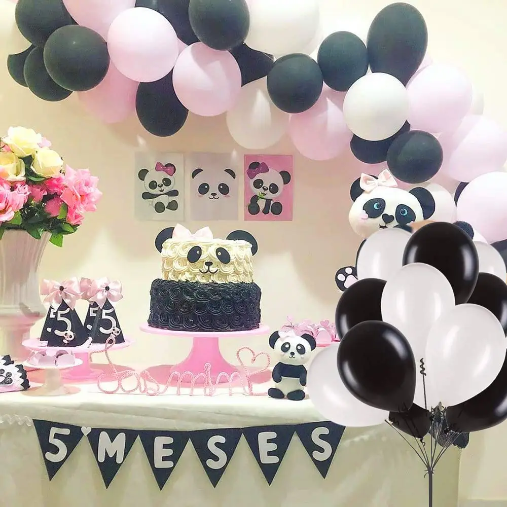 103pcs Black White Pink Balloon Garland Kit,Panda Themed Party Supplies,for Baby Shower Birthday Bridal Anniversary Decorations