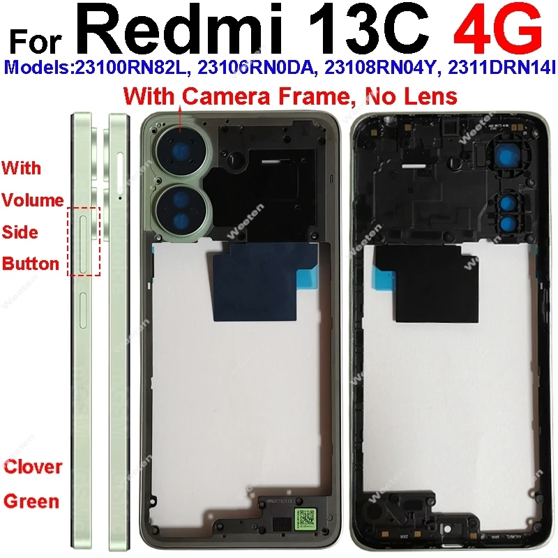 Middle Frame Housing Bezel For Xiaomi Redmi 13C 4G 5G LCD Front Housing Middle Frame Bezel Chassis Shell Replacement Parts