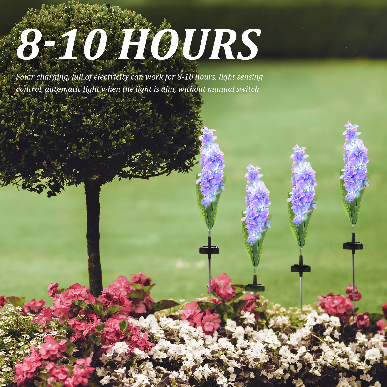 

1Pcs Solar Hyacinth LED Flower Lamp Outdoor Waterproof Garden Patio Landscape Light Lawn Lamp Decorative Yard Solar Night Light