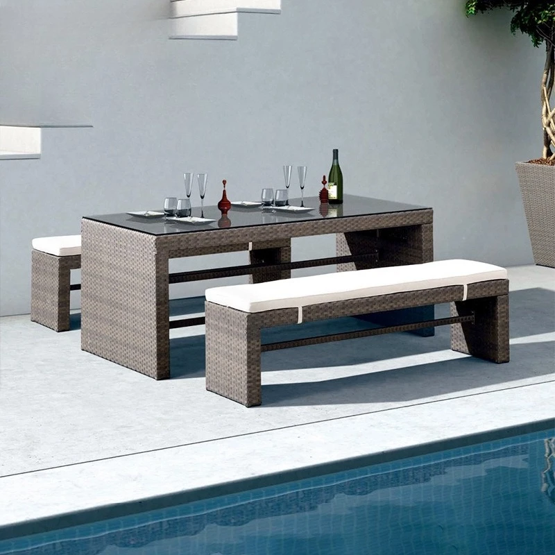 Leisure Outdoor Rattan Tables and Chairs Villa Garden Courtyard Card Seat Sofa Hotel Holiday Homestay Long Table Bar Chairs