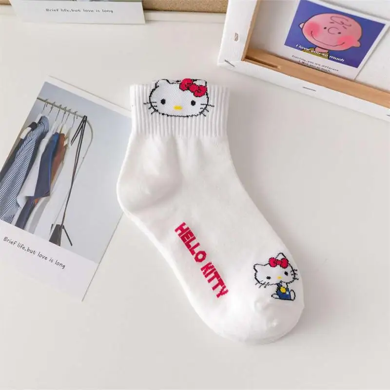 6Pcs Sanrio Cinnamoroll Four Seasons Sock Kawaii Hello Kitty Cartoon Anti-Odor Breathable Cotton Socks Fashion Household Items