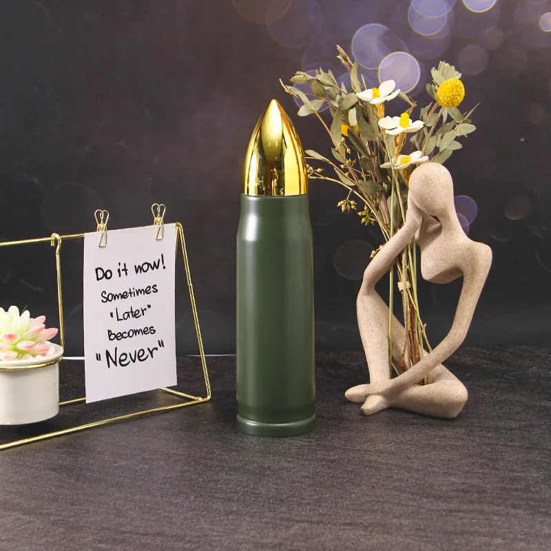 Drinking Bottle Vacuum Stainless Steel Insulation Cup Double Layer Bullet Head Thermos bottle Rocket Cup Tumbler