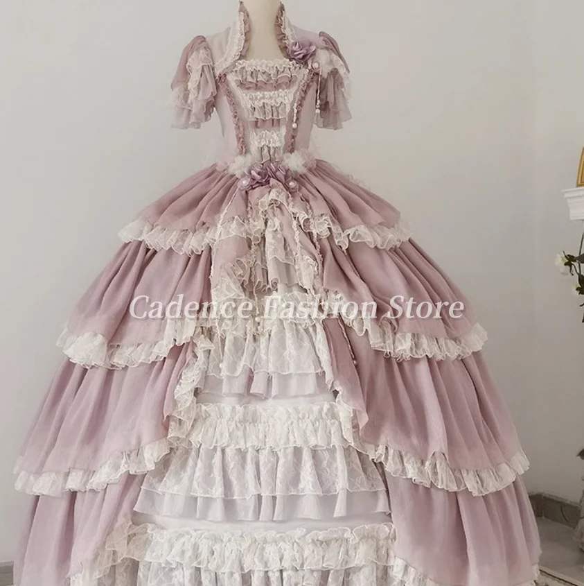 Customized  Luxury Lolita Victorian Opera Ball Gowns Corset Layered Lace Lace Cake Dresses Sweetheart Evening Gowns Party Dress