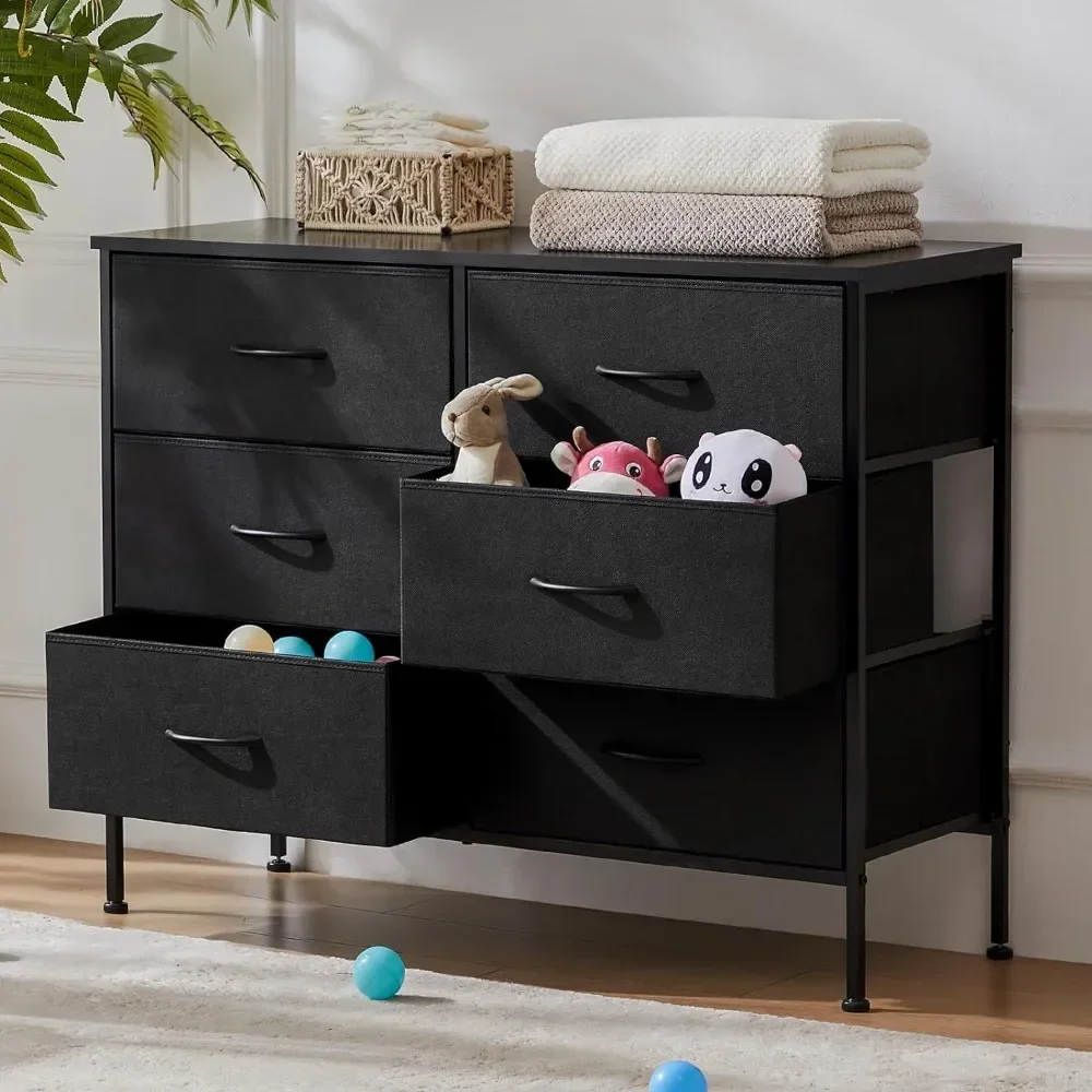 

Dresser for Bedroom, Chest of Drawers, Closet Storage with 6 Drawers, Cloth Dresser Clothes Organizers Tower with Fabric Bins