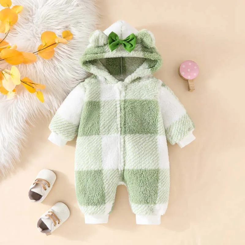 

Winter Baby Clothes Boys Girls Crawl Suit Hooded Bodysuits Long Sleeve Zip Up Plush Jumpsuits Infant Outfits 0 To 18 Months