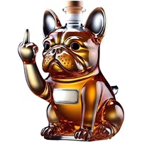 3D Middle Finger French Bulldog Whiskey Decanter,Unique Middle Finger Dog Wine Glass Bottle, For Bar, Office, Home Decor