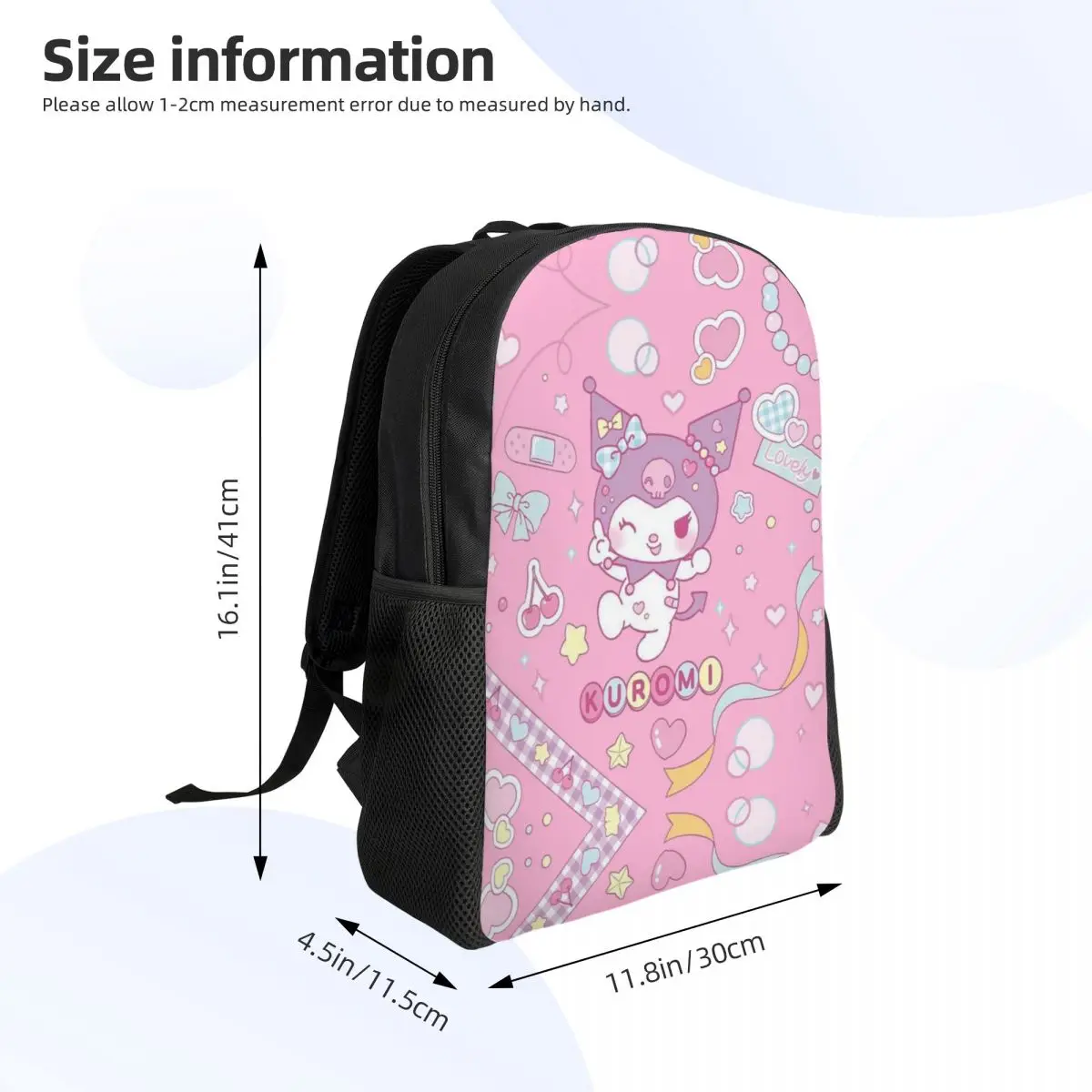 Kuromi-mochilas de dibujos animados de Anime personalizadas para hombres y mujeres, bolsa impermeable para la escuela y la universidad, bolsa de libros estampada, nueva