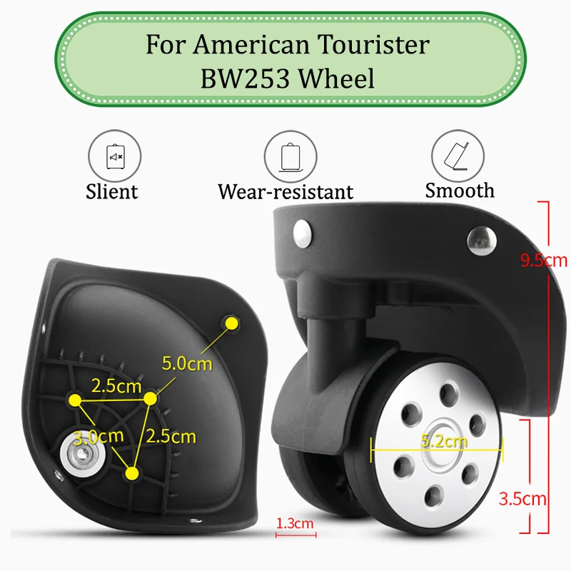 

For American Tourister BW253 Universal Luggage Wheel Mute Wear-resistant Push-pull Smooth Luggage Replacement Accessories Wheels