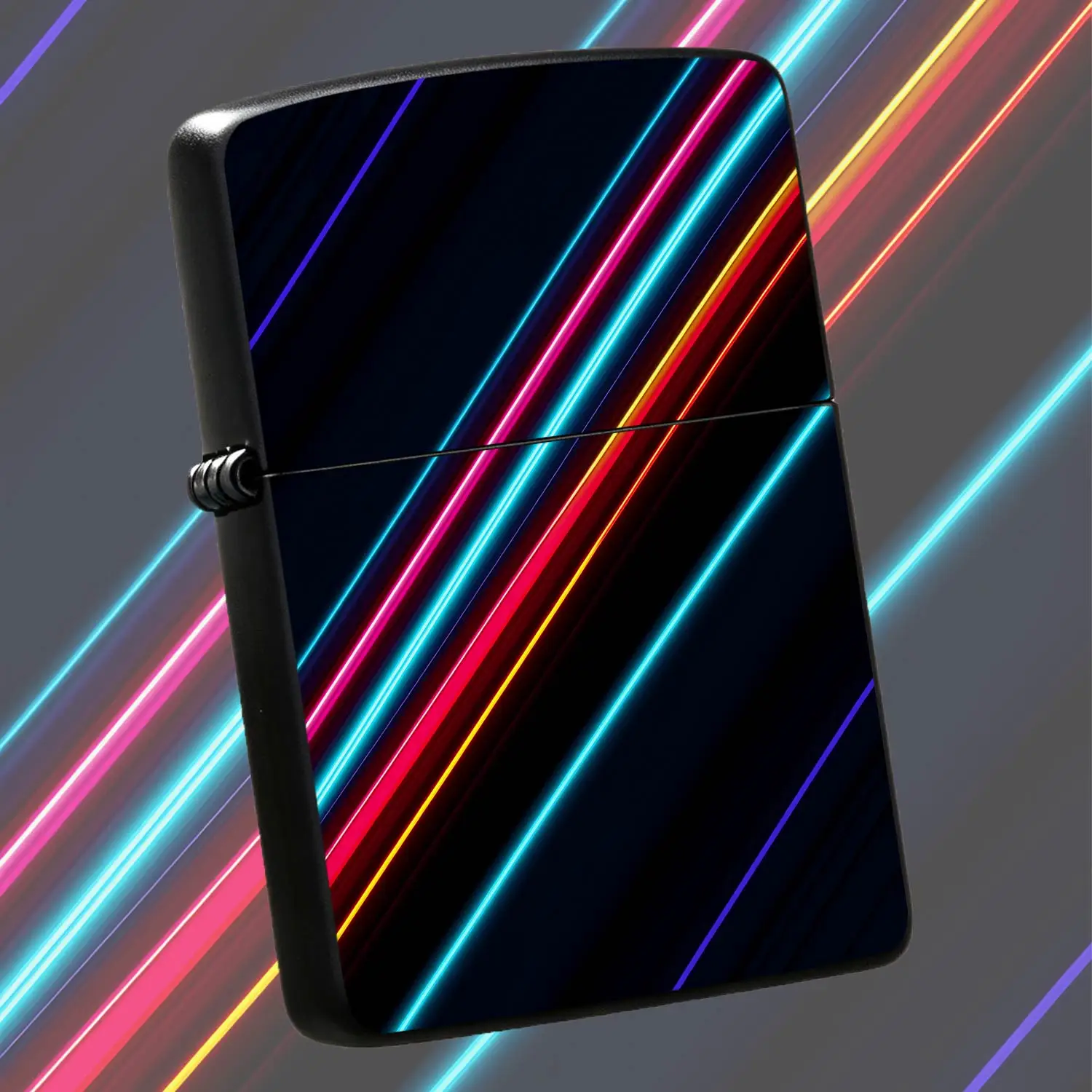 Cyber Neon Diagonal Stripes Lighter, Stylish Glossy Creative Portable Daily Item With Dynamic Neon Light Effect, Fits All Scenarios For Daily Use, Trendy Versatile Personal Accessory, Exquisite Practical Present For Dif A Humorous And Inter