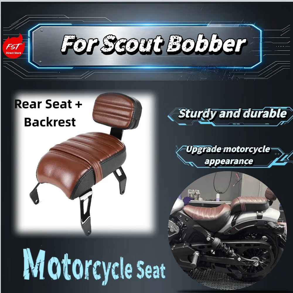 For Scout Bobber Modified Passenger Rear Seat Cushion With Detachable Backrest Motorcycle Saddle Mod Accessories