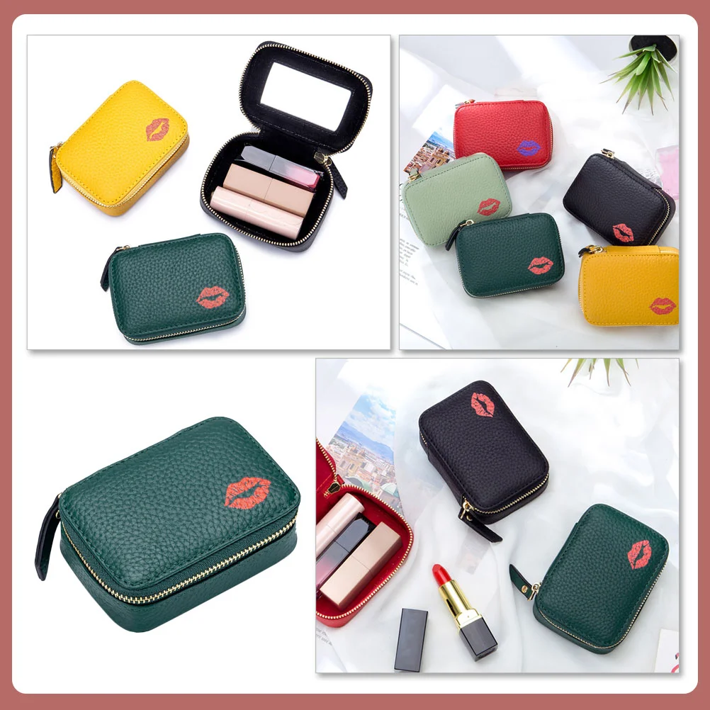 Bag Convenient Lipstick Mirror Pouch Holding Simple Storage Travel Makeup Carrying Random Style Small Bags