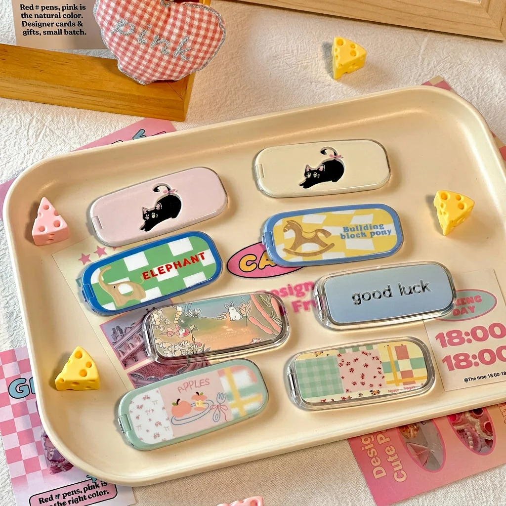 Travel Makeup Mirror Cute Makeup Mirror With Phone Stand Foldable Flip Mirror Versatile For Office Desktop Travel Home Desktop