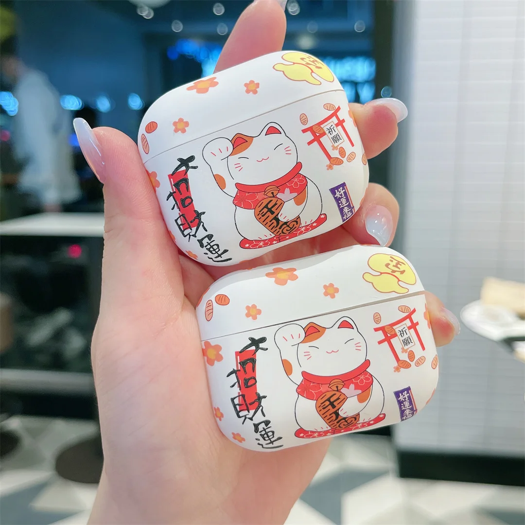 Lucky Cat Matte Airpods Case 3rd Generation White Silicone Earphone Case For Airpod Pro2 Red Cartoon Airpods Case Pro Generation