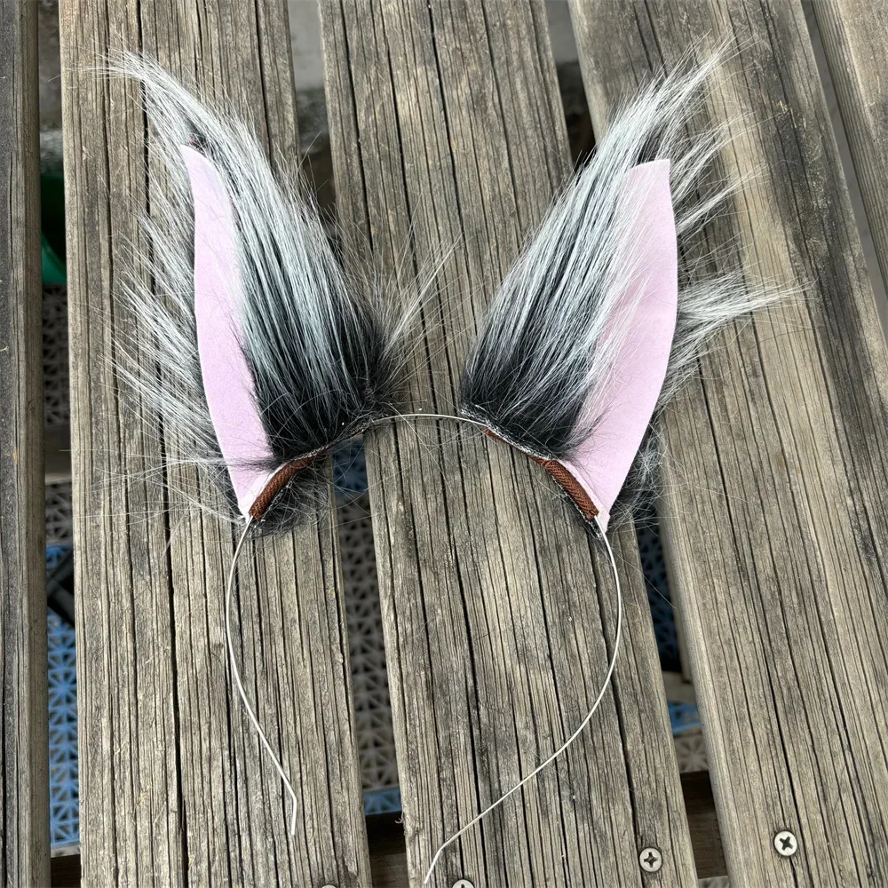 Orejas de peluche de zorro esponjoso, disfraz de fiesta de Halloween, tocado con orejas de lobo, diadema, Cosplay de Navidad