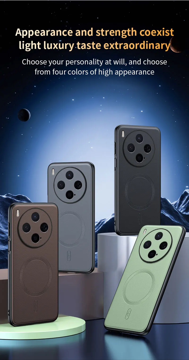 Für VIVO X300: Magnetische Lederhülle mit Schutzfunktion, Anti-Fingerabdruck, rutschfest, aus PC+TPU. – Detail 7