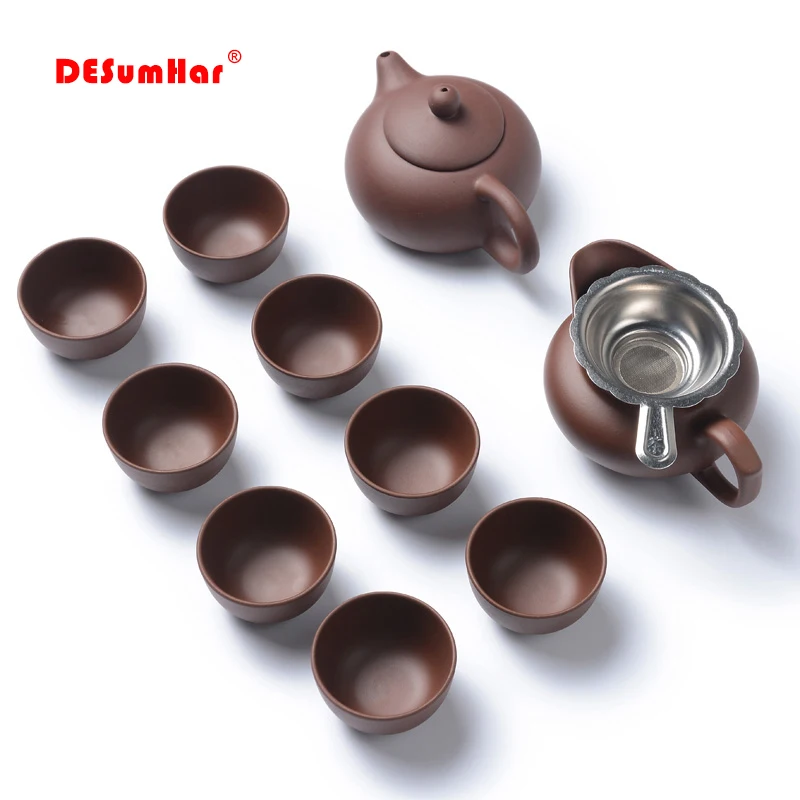 Handmade Purple Clay Kung Fu Tea Set Yixing Teapot Drinkware Tea Pot Cup Set ,Zisha Ceramic Chinese puer Teaset kettle